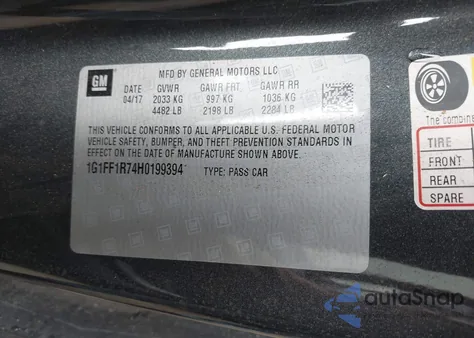 2017 Chevrolet Camaro 1Ss из США, поврежденный, VIN 1G1FF1R74H0199394